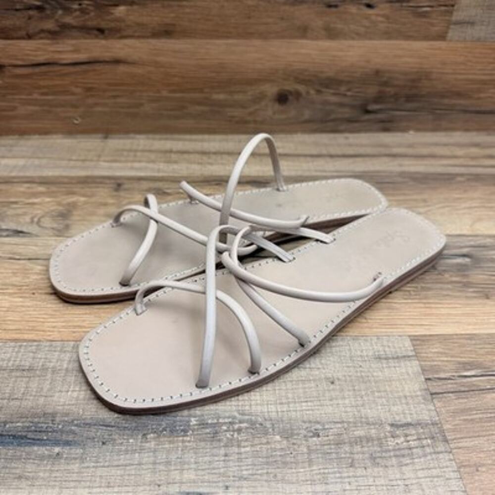 Splendid Sandals Strappy Thong Square Toe Womens 7 White/ Beige Fllat